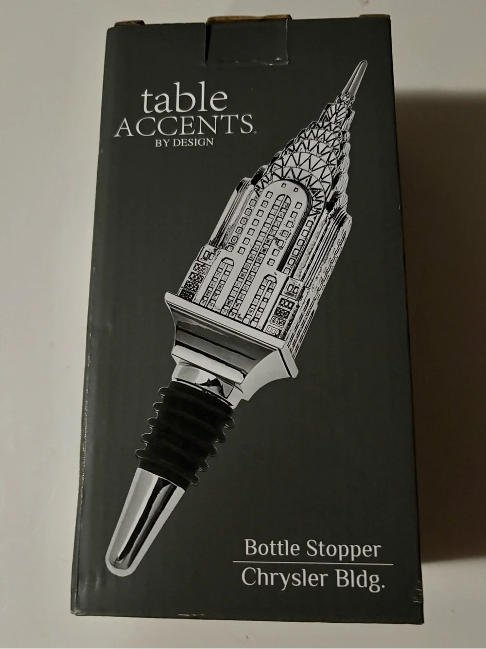 NWT Godinger Silver Art Chrysler Building Bottle Stopper, sealed